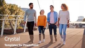  Presentation with walking together - Theme having young friends walking across background and a coral colored foreground