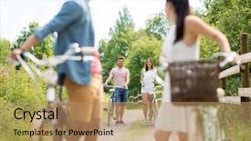  Presentation with lifestyle - Slides with young friends with fixed gear background and a coral colored foreground