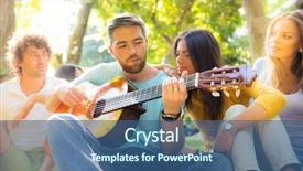  Presentation with black couple having fun - Slide deck with young friends with guitar having background and a ocean colored foreground