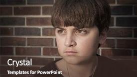  Presentation with adolescent - Presentation theme featuring young frustrated angry adolescent boy background and a tawny brown colored foreground