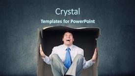  Presentation with box carton - PPT theme having young-frustrated-businessman-trapped background and a tawny brown colored foreground