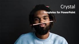  Presentation with funny - Beautiful slide set featuring young-funny-businessman-making-mustache backdrop and a dark gray colored foreground