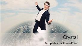  Presentation with tie - Slides with young funny businessman wearing tie around head background and a lemonade colored foreground