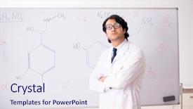  Presentation with chemist - Colorful PPT theme enhanced with young funny chemist in front backdrop and a  colored foreground