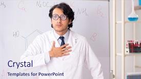  Presentation with urine of funny - Beautiful slide set featuring young funny chemist in front backdrop and a sky blue colored foreground