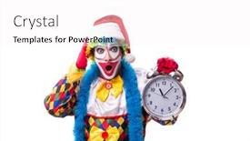  Presentation with comedian - Slides enhanced with young funny clown comedian isolated background and a white colored foreground