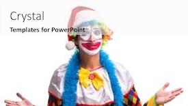  Presentation with comedian - Amazing slides having young-funny-clown-comedian-isolated backdrop and a white colored foreground