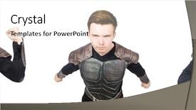  Presentation with funny - Slides with young funny man in armour background and a  colored foreground