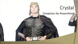  Presentation with funny - Slide deck featuring young funny man in armour background and a  colored foreground