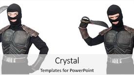  Presentation with funny - Slide deck with young funny man in armour background and a white colored foreground