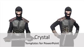  Presentation with music man in suit - Beautiful slide set featuring young funny man in armour backdrop and a light gray colored foreground