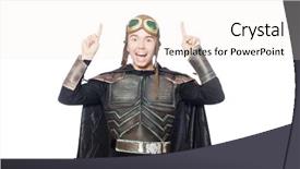  Presentation with funny - PPT layouts consisting of young funny man in armour background and a sky blue colored foreground