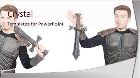  Presentation with funny - Theme enhanced with young funny man in armour background and a lemonade colored foreground