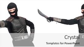  Presentation with funny - Colorful slide deck enhanced with young funny man in armour backdrop and a white colored foreground