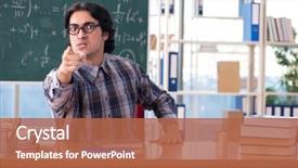  Presentation with math teacher - PPT theme having young funny math teacher background and a red colored foreground