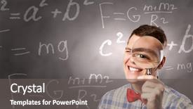  Presentation with funny cartoon - Cool new slides with young funny science man looking backdrop and a  colored foreground