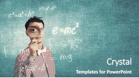  Presentation with funny cartoon - PPT layouts enhanced with young funny science man looking background and a teal colored foreground