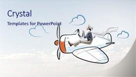  Presentation with funny - PPT theme enhanced with young-funny-woman-flying background and a sky blue colored foreground