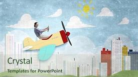  Presentation with funny - Beautiful PPT theme featuring air in drawn airplane backdrop and a mint green colored foreground