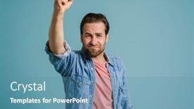  Presentation with blue - PPT theme having young-furious-man-frowning background and a  colored foreground