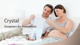  Presentation with wireless power transfer in future - Amazing PPT theme having young future parents with chlidrens backdrop and a soft green colored foreground