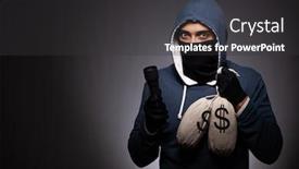  Presentation with gangster - Presentation theme having young gangster in hood on grey background background and a dark gray colored foreground