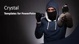  Presentation with gangster - Theme with young gangster in hood on grey background background and a dark gray colored foreground