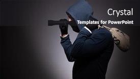  Presentation with gangster - Colorful PPT layouts enhanced with young gangster in hood on grey background backdrop and a dark gray colored foreground