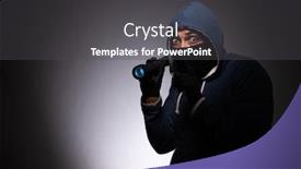  Presentation with gangster - PPT theme having young gangster in hood on grey background background and a dark gray colored foreground