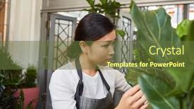  Presentation with controls - Beautiful slide deck featuring young-gardener-controls-growth backdrop and a tawny brown colored foreground