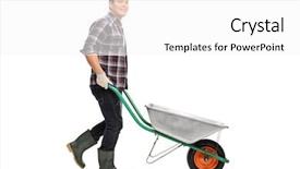  Presentation with camera - Amazing presentation theme having young gardener pushing a wheelbarrow backdrop and a white colored foreground