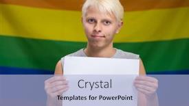  Presentation with lgbt community - Amazing slide set having young-gay-blond-guy backdrop and a light blue colored foreground