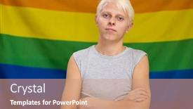  Presentation with lgbt community - Presentation design consisting of young-gay-blond-guy background and a coral colored foreground