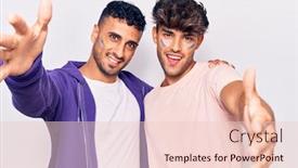  Presentation with gay rainbow flag - Presentation theme enhanced with young-gay-couple-drawing-rainbow background and a lemonade colored foreground