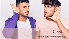  Presentation with gay rainbow flag - Presentation with young-gay-couple-drawing-rainbow background and a lemonade colored foreground