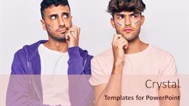  Presentation with gay rainbow flag - Slide set consisting of young-gay-couple-drawing-rainbow background and a lemonade colored foreground