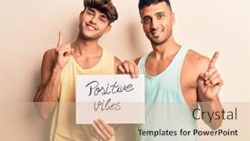  Presentation with gay - Slide deck with young-gay-couple-holding-positive background and a lemonade colored foreground