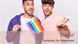  Presentation with lgbtq - Audience pleasing slide deck consisting of young-gay-couple-holding-rainbow backdrop and a lemonade colored foreground