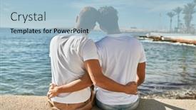  Presentation with horizon - Presentation consisting of young-gay-couple-looking background and a light blue colored foreground