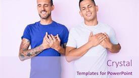  Presentation with men health - Cool new slides with young-gay-couple-of-two backdrop and a sky blue colored foreground