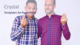  Presentation with payment - Colorful presentation theme enhanced with young-gay-couple-of-two backdrop and a sky blue colored foreground