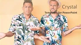  Presentation with hawaiian - Presentation theme consisting of young-gay-couple-of-two background and a lemonade colored foreground