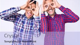  Presentation with gay - Slide deck having young-gay-couple-of-two background and a light blue colored foreground