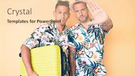  Presentation with gay - PPT theme having young-gay-couple-of-two background and a lemonade colored foreground