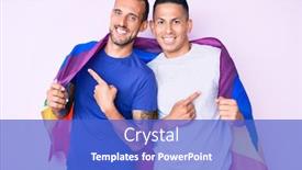  Presentation with lgbtq - Amazing PPT layouts having young-gay-couple-of-two backdrop and a cobalt blue colored foreground