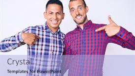  Presentation with young happy couple - Amazing slide set having young-gay-couple-of-two backdrop and a light blue colored foreground