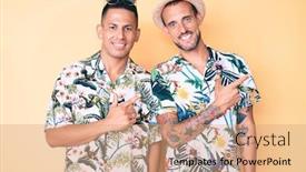  Presentation with hawaiian - Presentation enhanced with young-gay-couple-of-two background and a coral colored foreground
