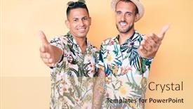  Presentation with hawaiian - Theme with young-gay-couple-of-two background and a lemonade colored foreground