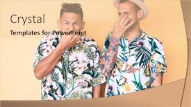  Presentation with hawaiian - Slides having young-gay-couple-of-two background and a lemonade colored foreground