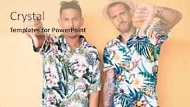  Presentation with gay - PPT theme with young-gay-couple-of-two background and a lemonade colored foreground